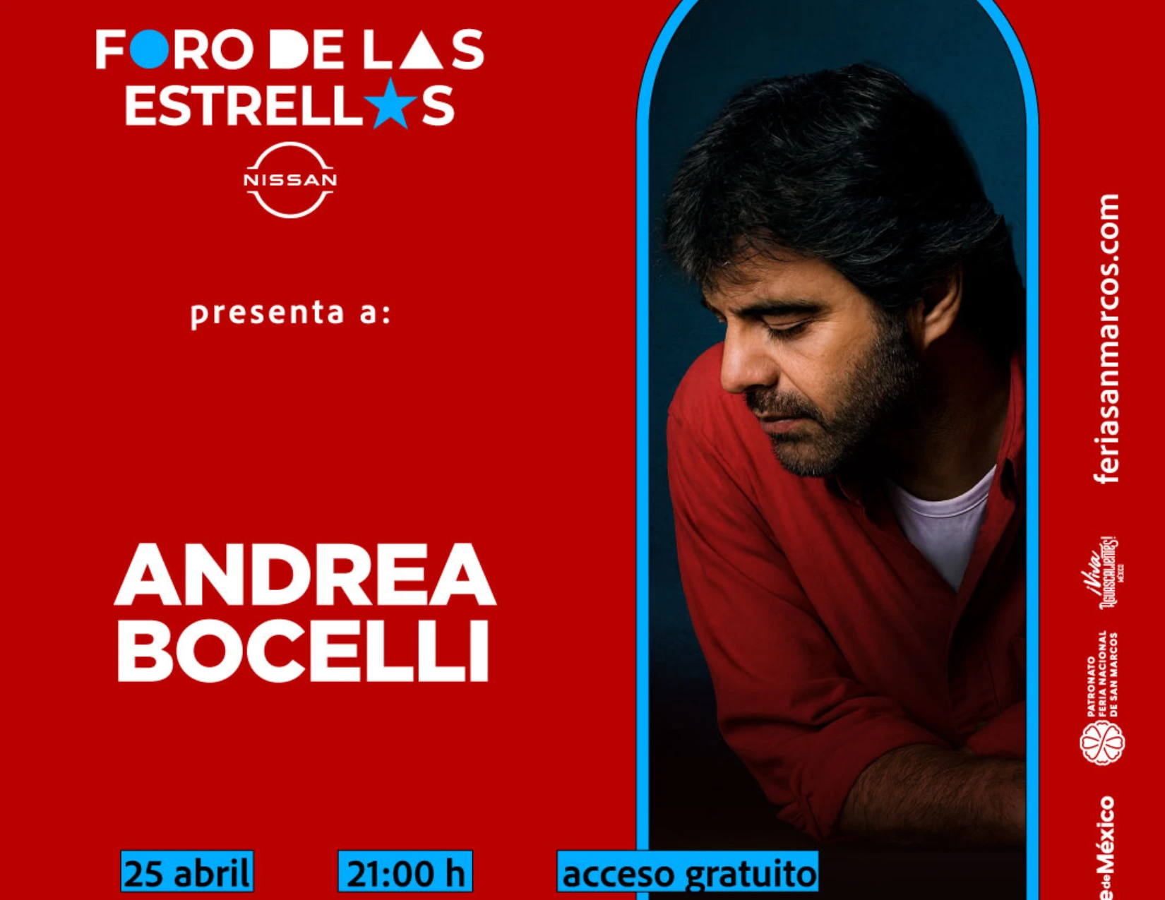 Concierto de Andrea Bocelli en el Foro de las Estrellas 2026